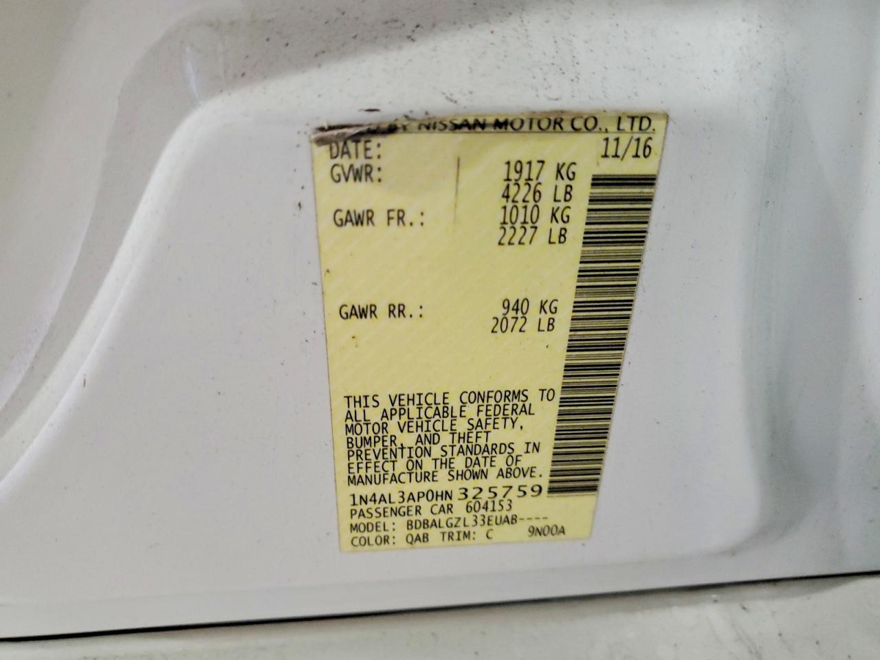 2017 NISSAN ALTIMA 2.5 photo 13