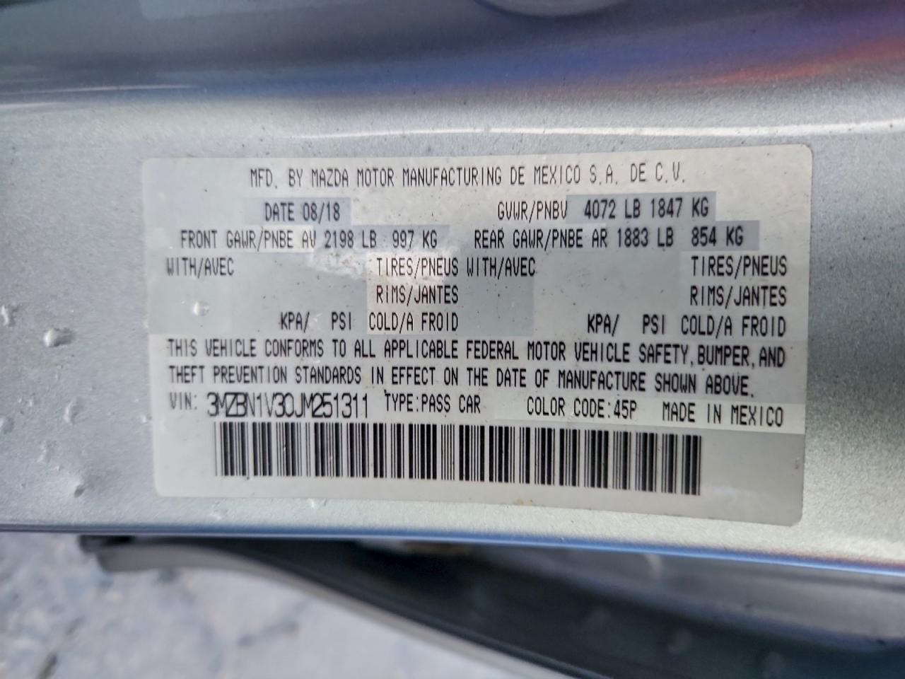 2018 MAZDA 3 TOURING photo 12