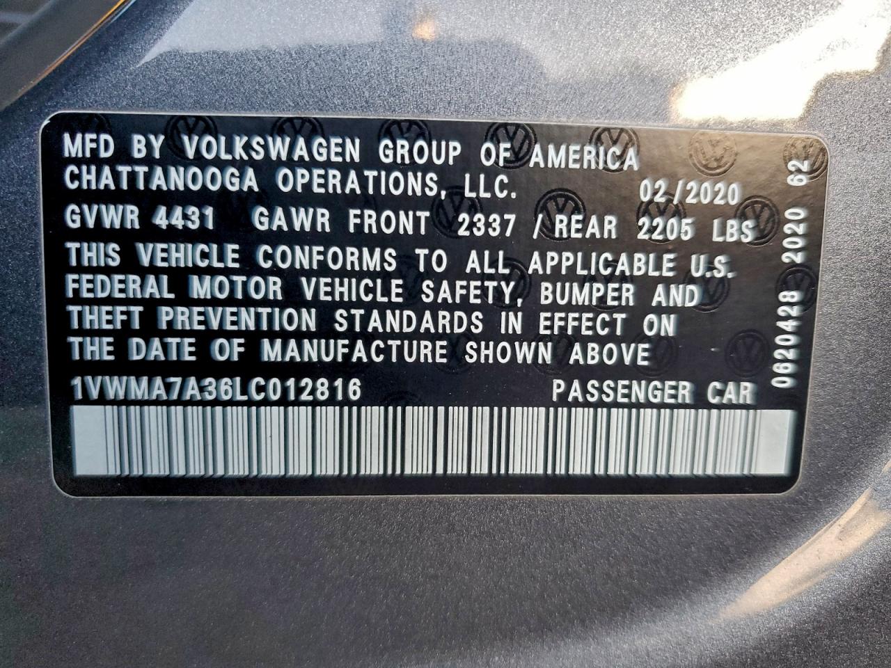 2020 VOLKSWAGEN PASSAT R-LINE photo 25