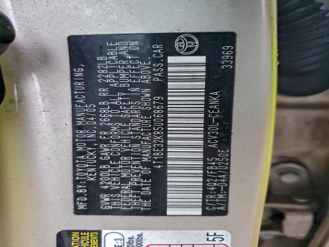 2005 TOYOTA CAMRY LE photo 12