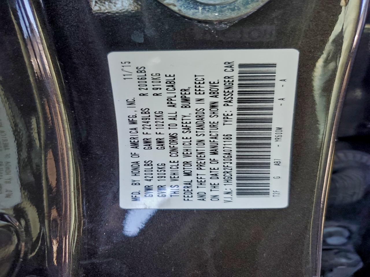 2016 HONDA ACCORD LX photo 23