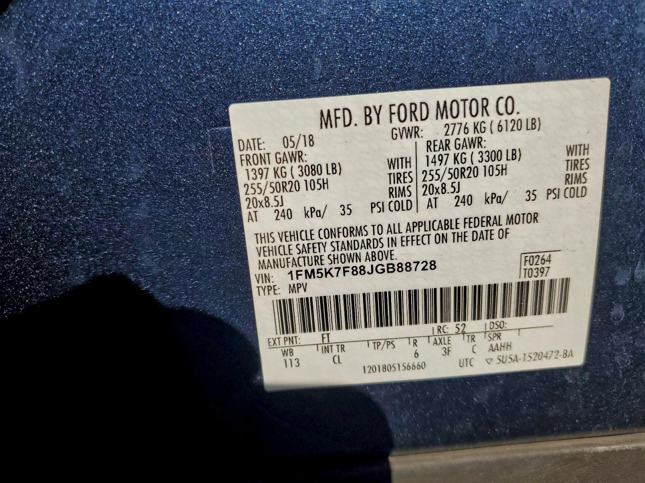 2018 FORD EXPLORER LIMITED photo 14
