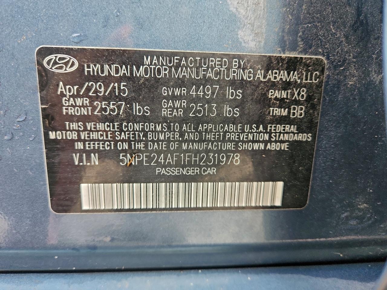 2015 HYUNDAI SONATA SE photo 12