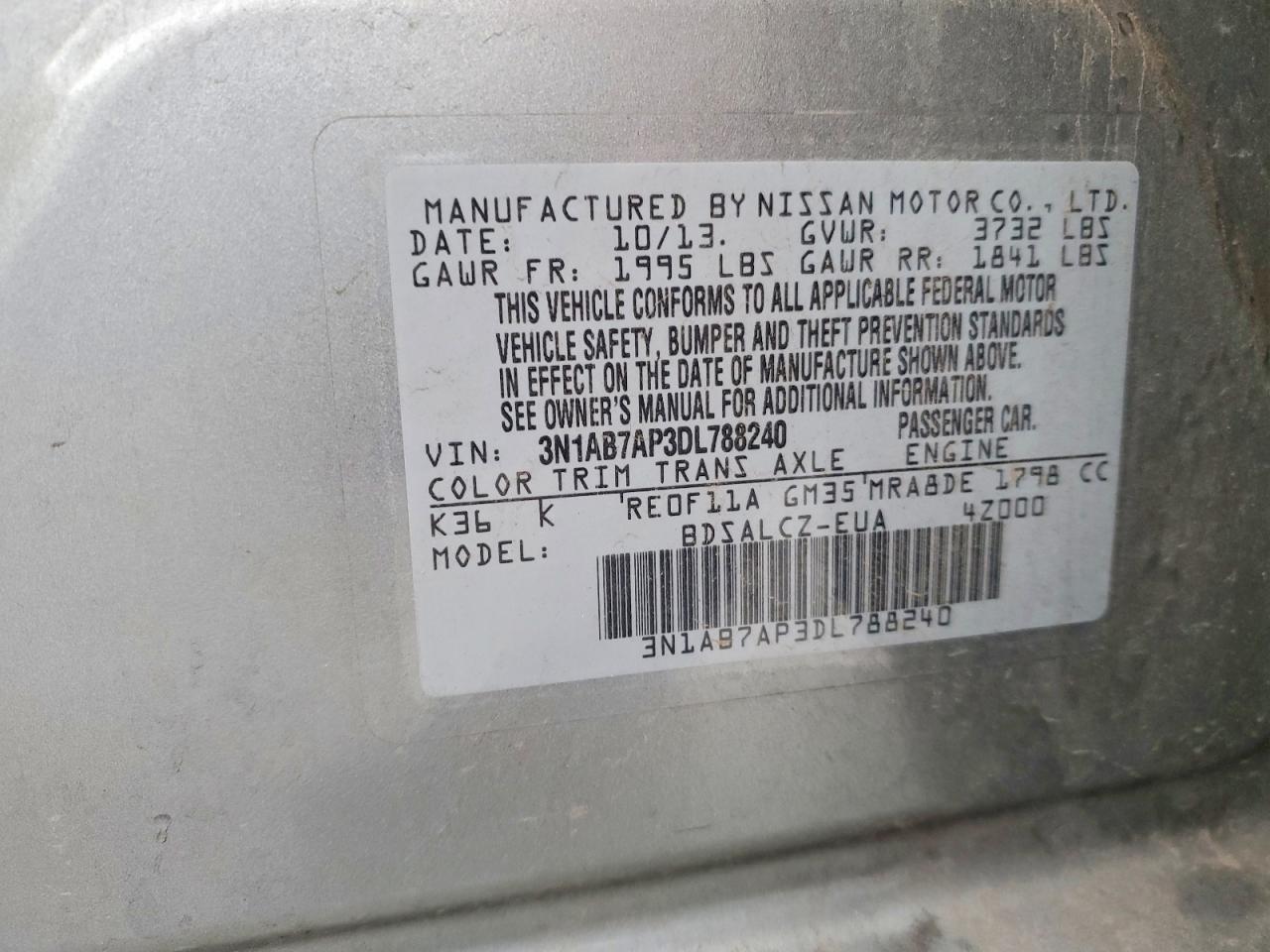 2013 NISSAN SENTRA S photo 12