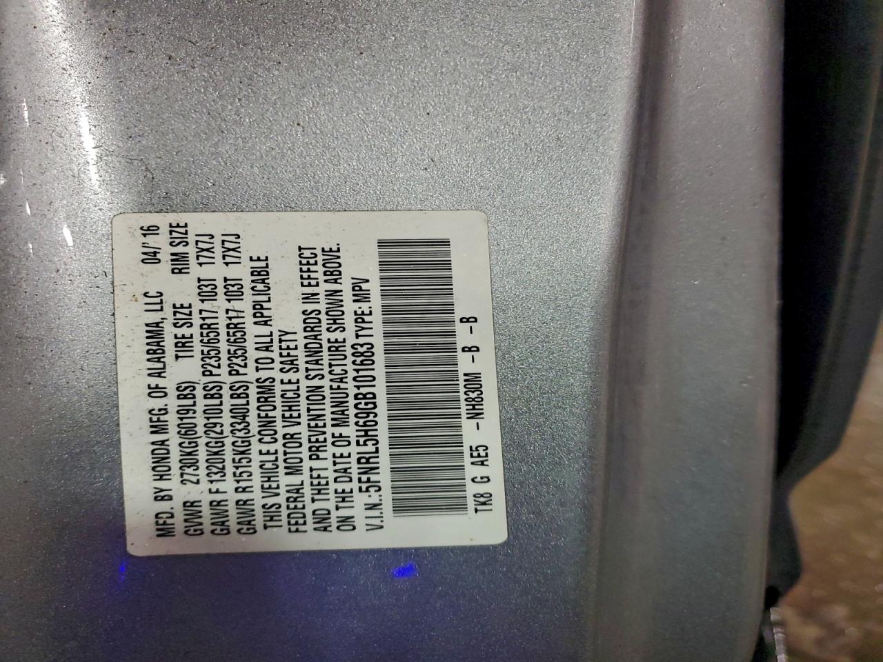 2016 HONDA ODYSSEY EXL photo 13