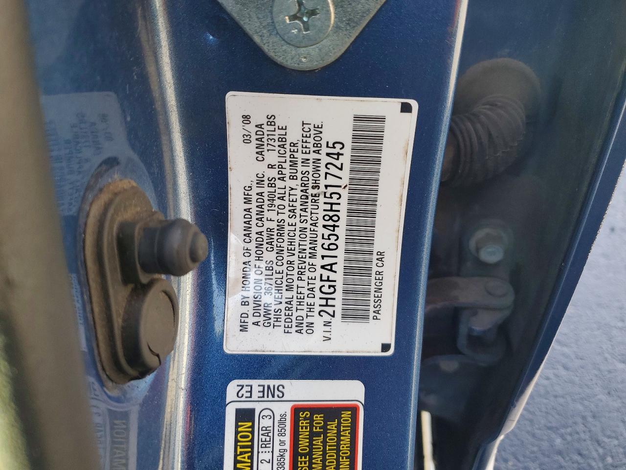 2008 HONDA CIVIC LX photo 12