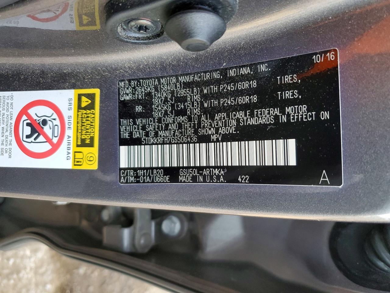 2016 TOYOTA HIGHLANDER XLE photo 13