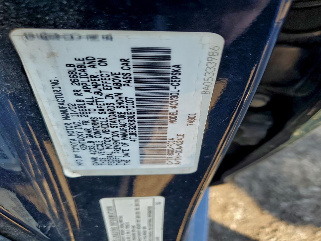 2003 TOYOTA CAMRY LE photo 12