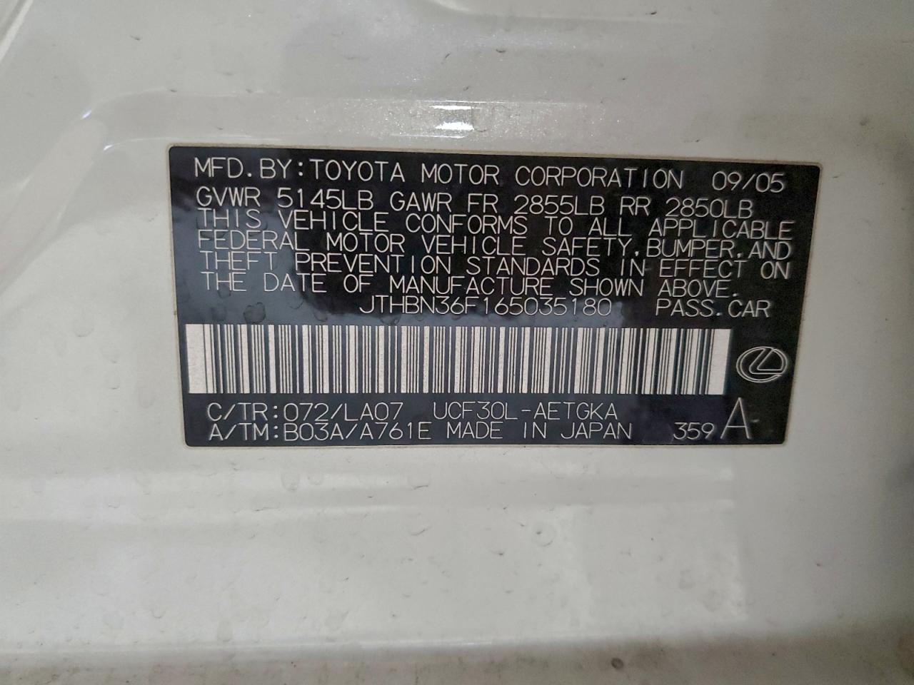 2006 LEXUS LS 430 photo 12