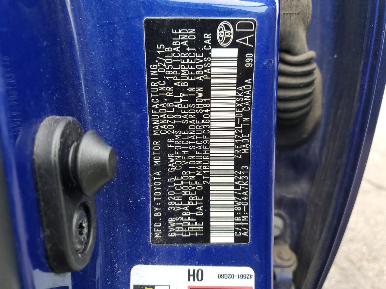 2015 TOYOTA COROLLA L photo 23