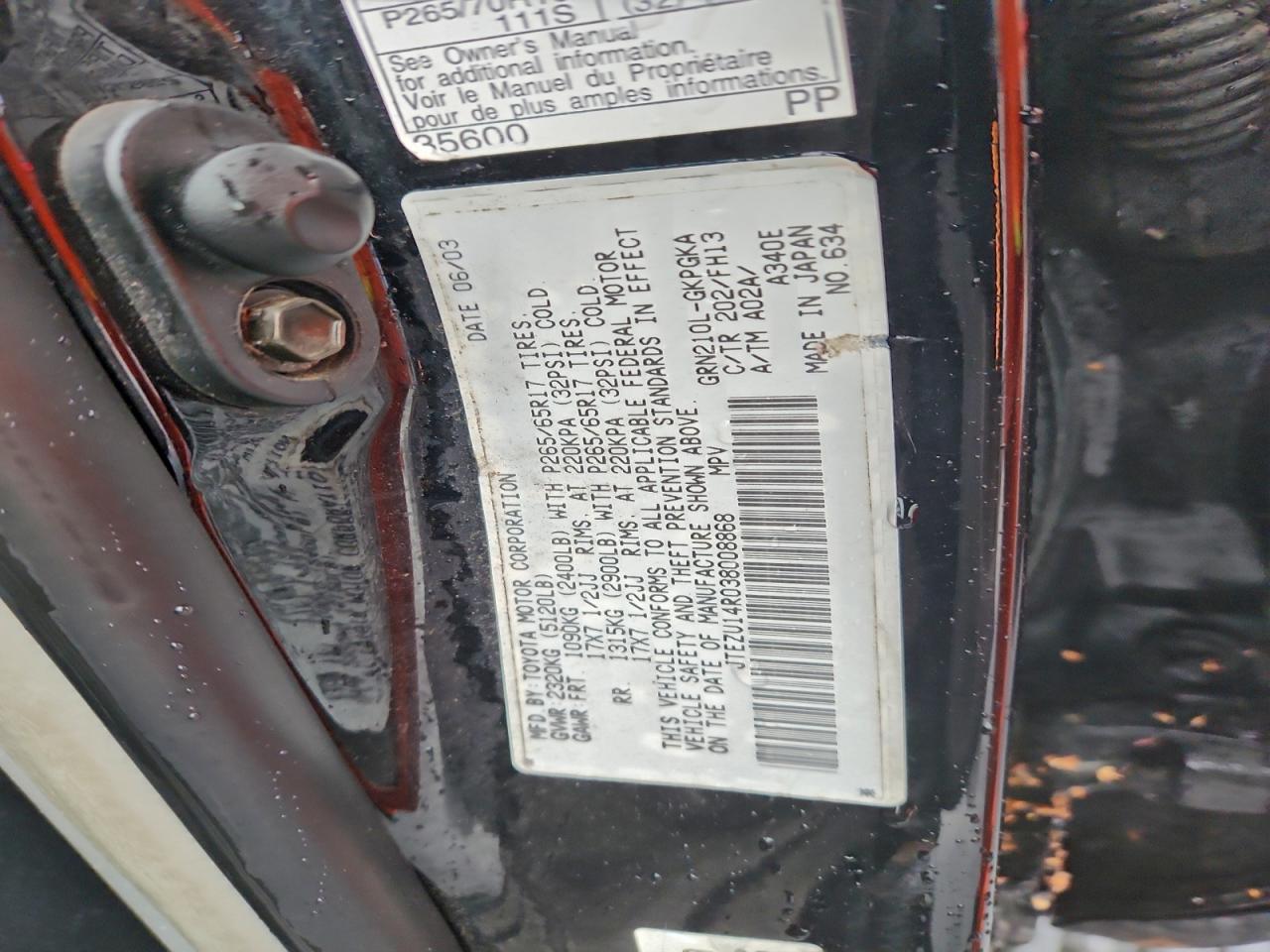 2003 TOYOTA 4RUNNER SR5 photo 12