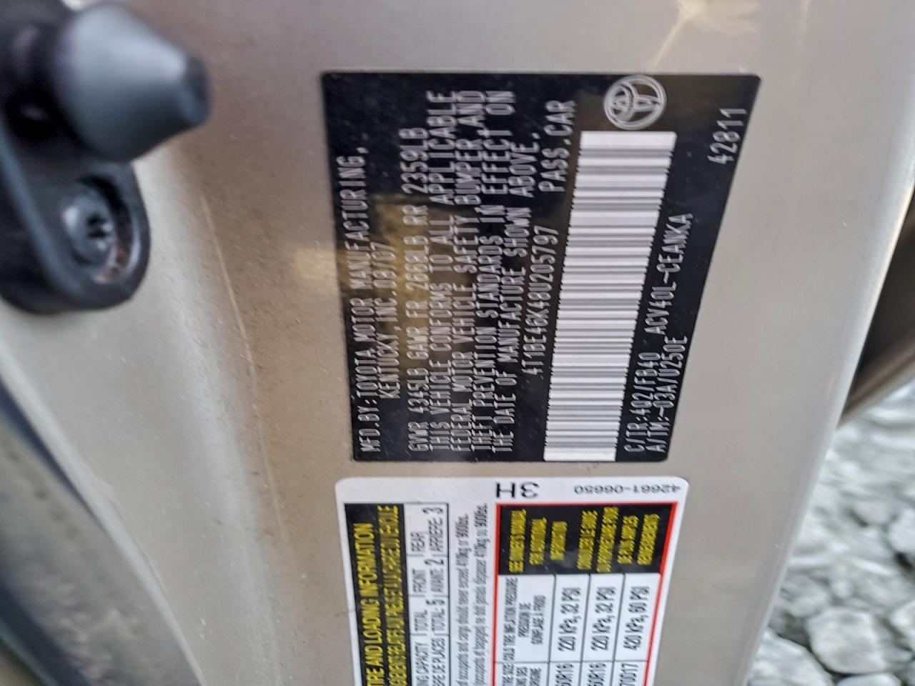 2008 TOYOTA CAMRY CE photo 12