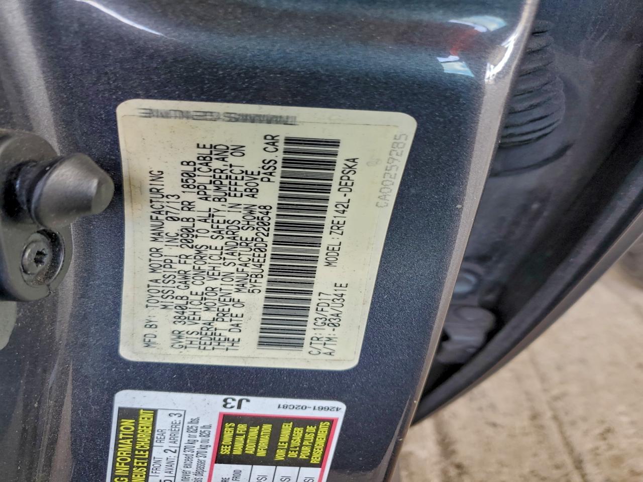 2013 TOYOTA COROLLA BASE photo 13