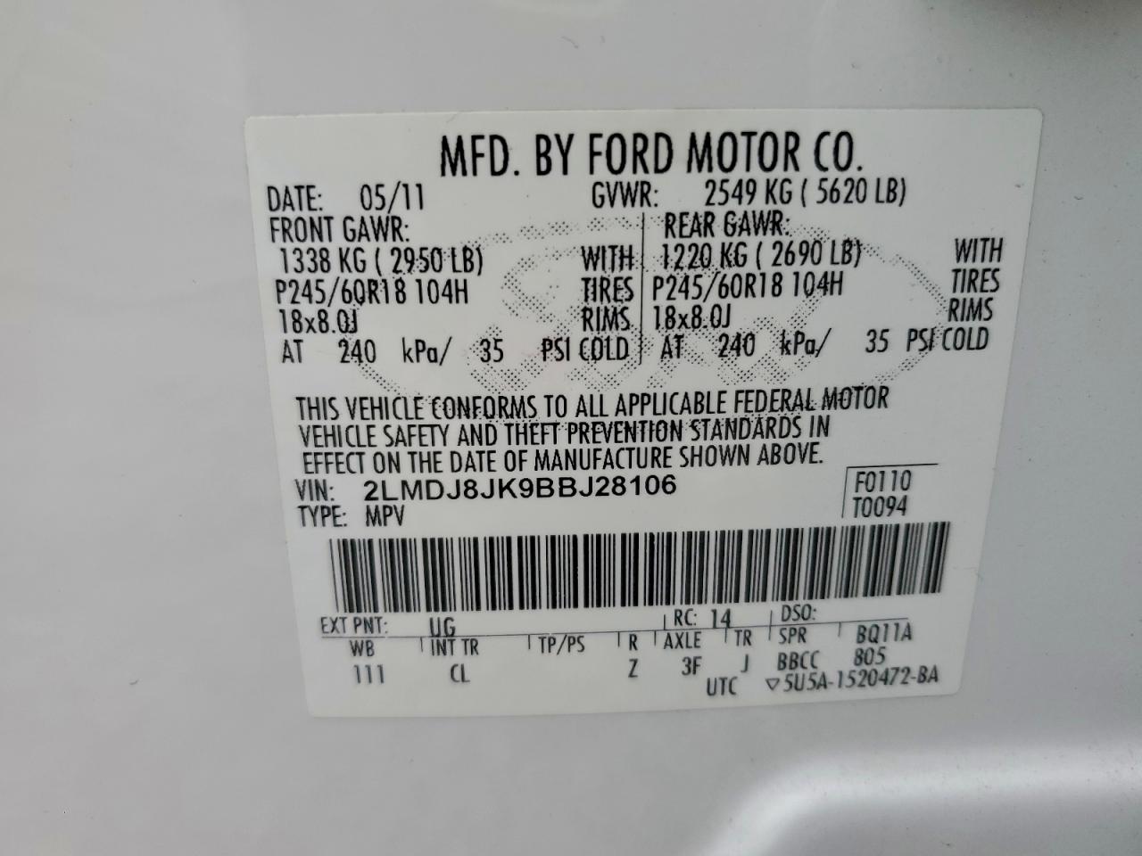 2011 LINCOLN MKX photo 13