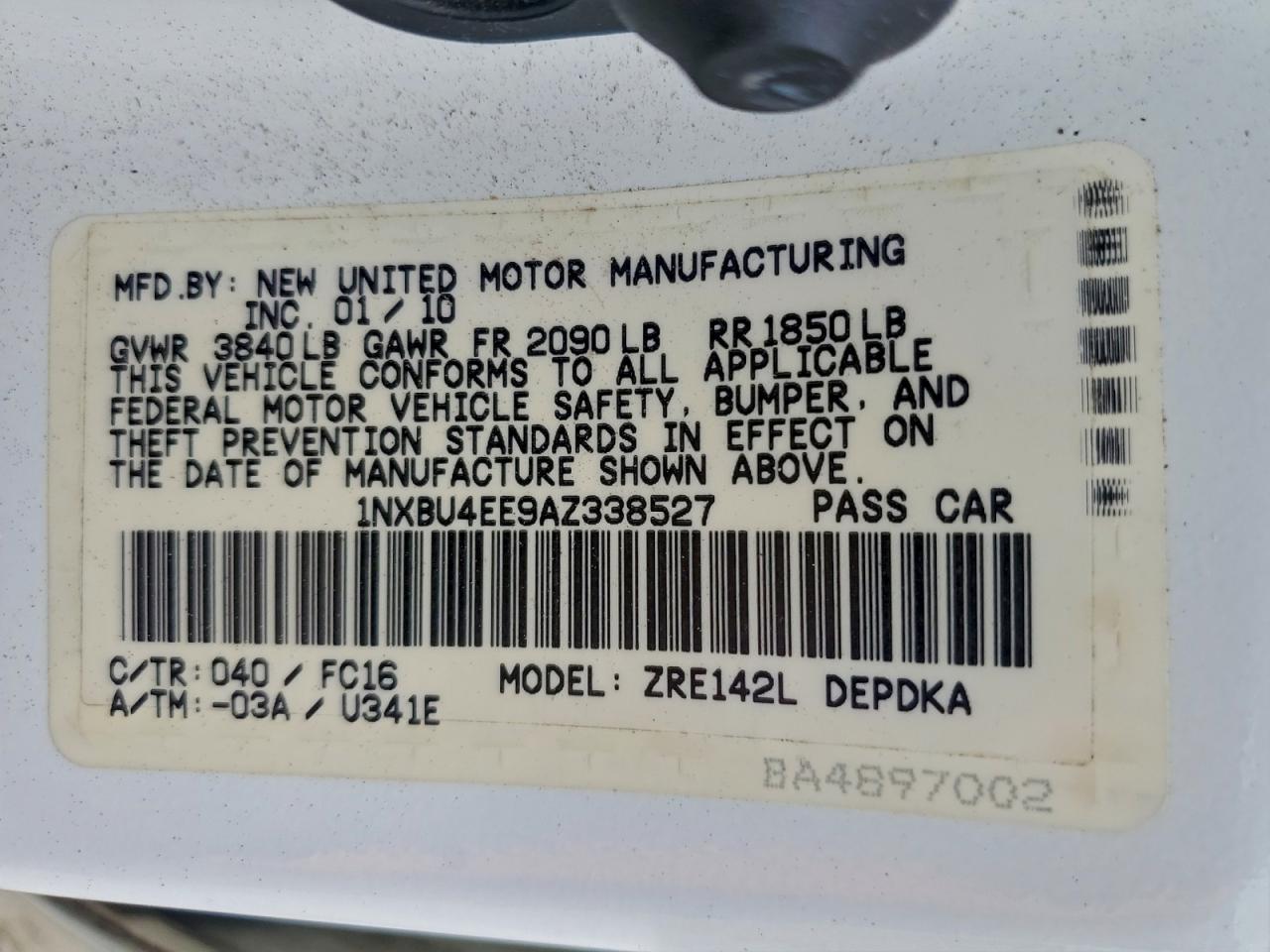2010 TOYOTA COROLLA BASE photo 12