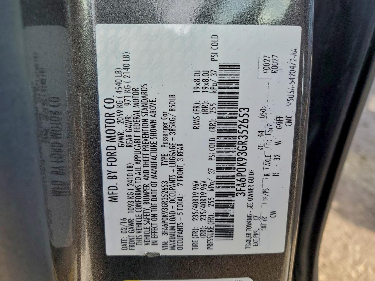 2016 FORD FUSION TITANIUM photo 34