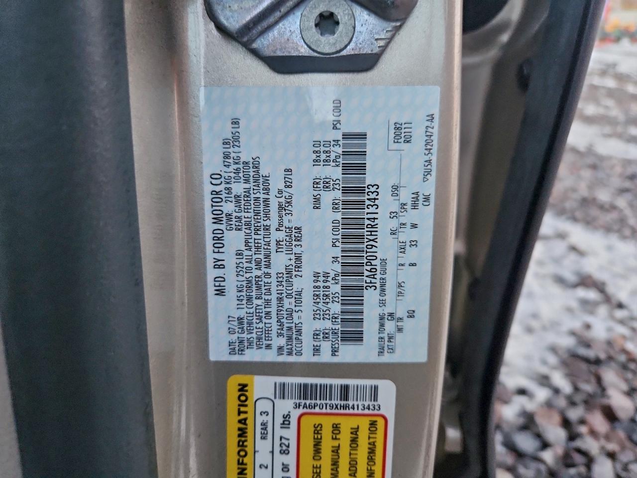 2017 FORD FUSION SE photo 12