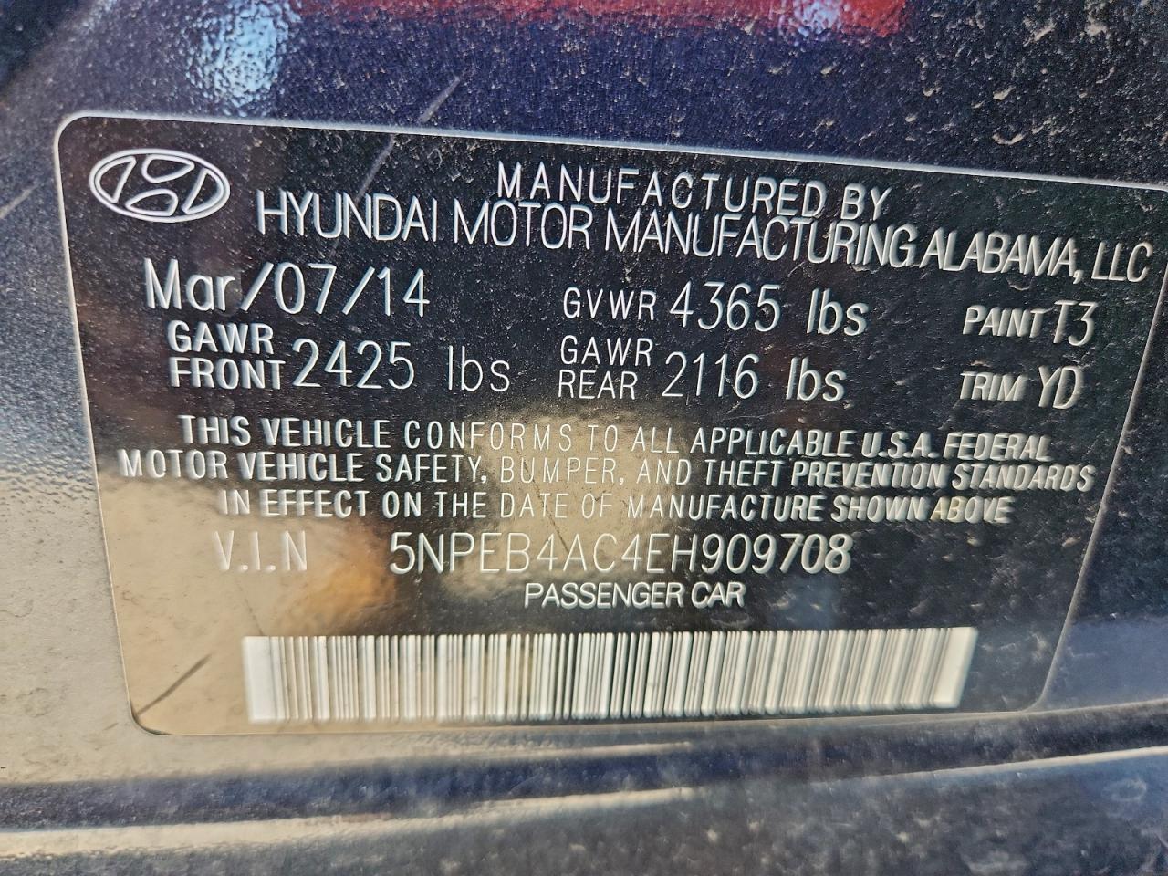 2014 HYUNDAI SONATA GLS photo 23