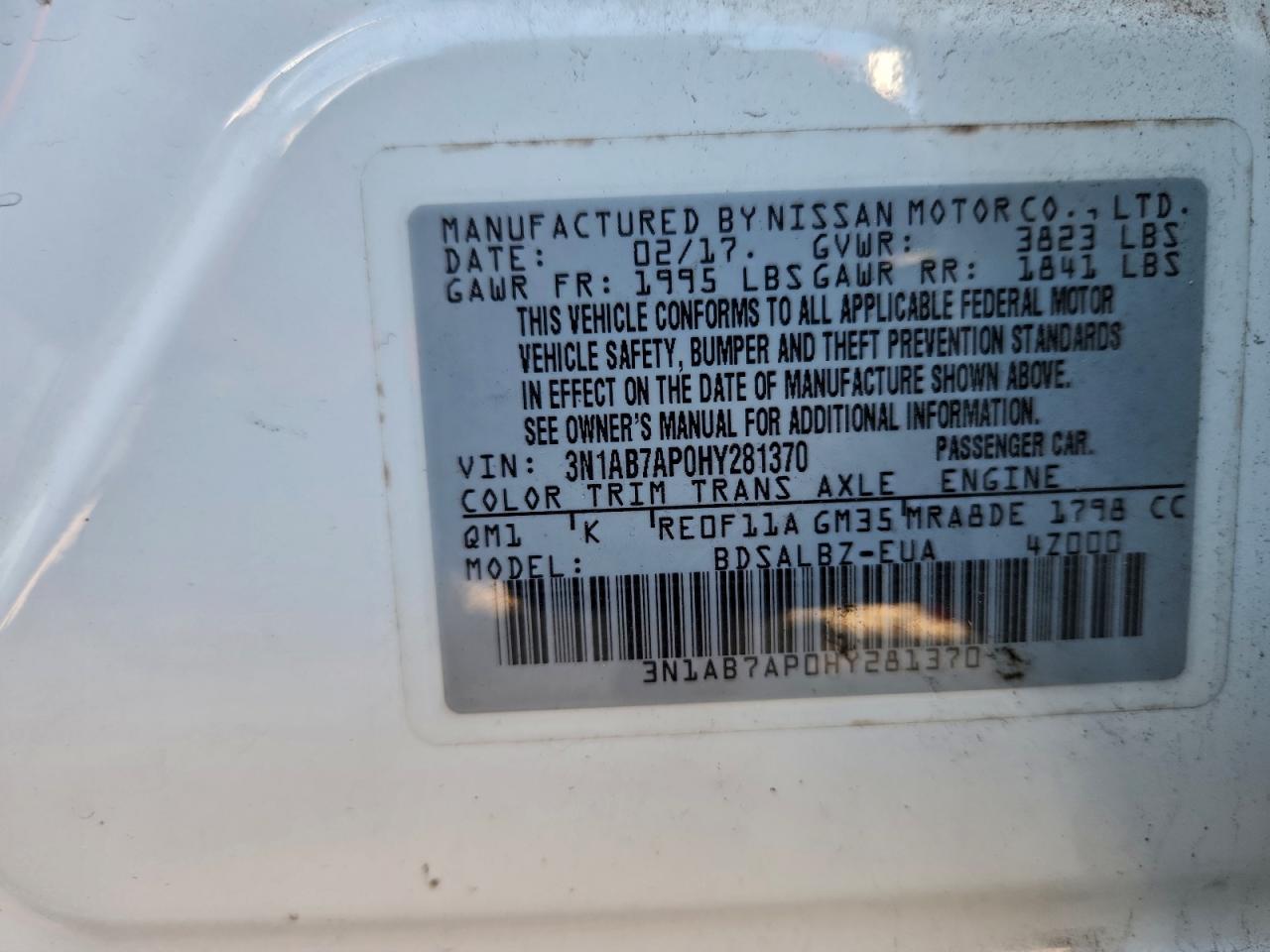 2017 NISSAN SENTRA S photo 12