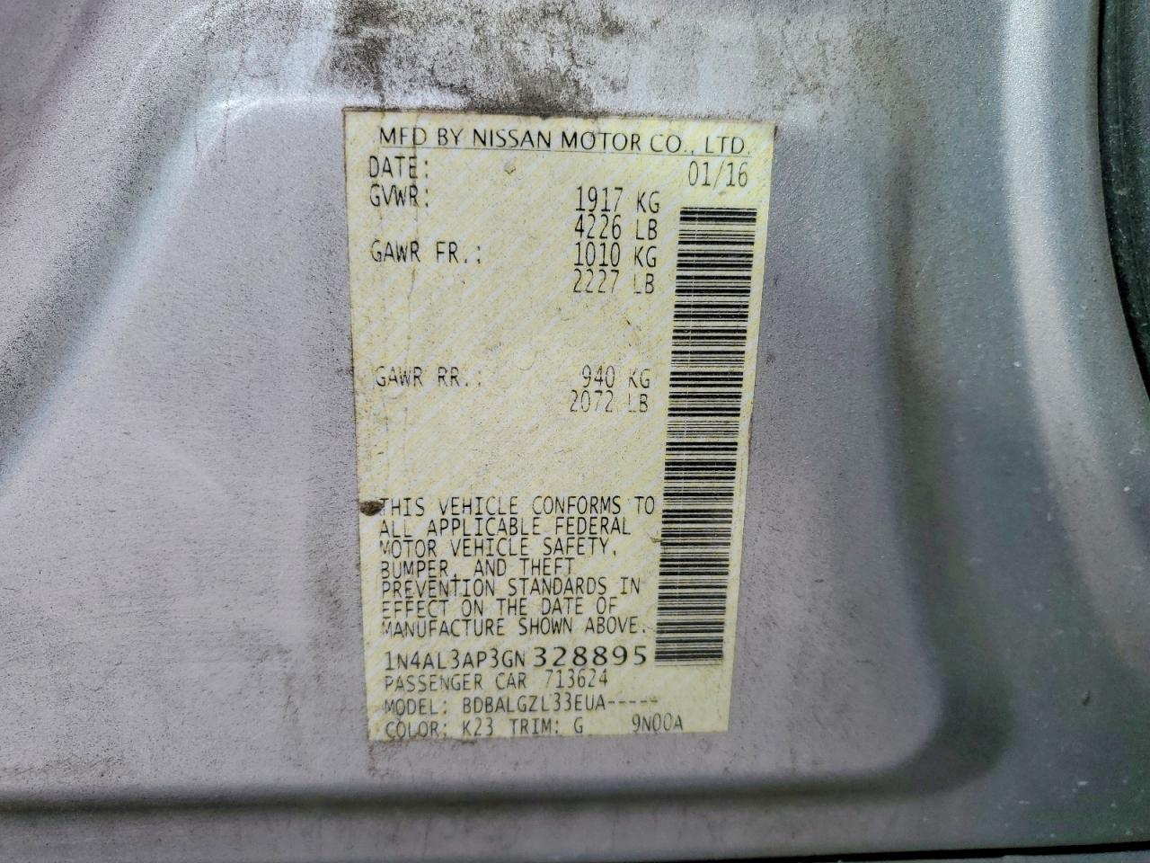 2016 NISSAN ALTIMA 2.5 photo 12