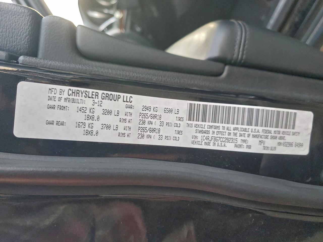 2012 JEEP GRAND CHEROKEE LIMITED photo 13
