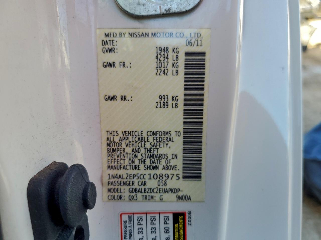 2012 NISSAN ALTIMA S photo 12