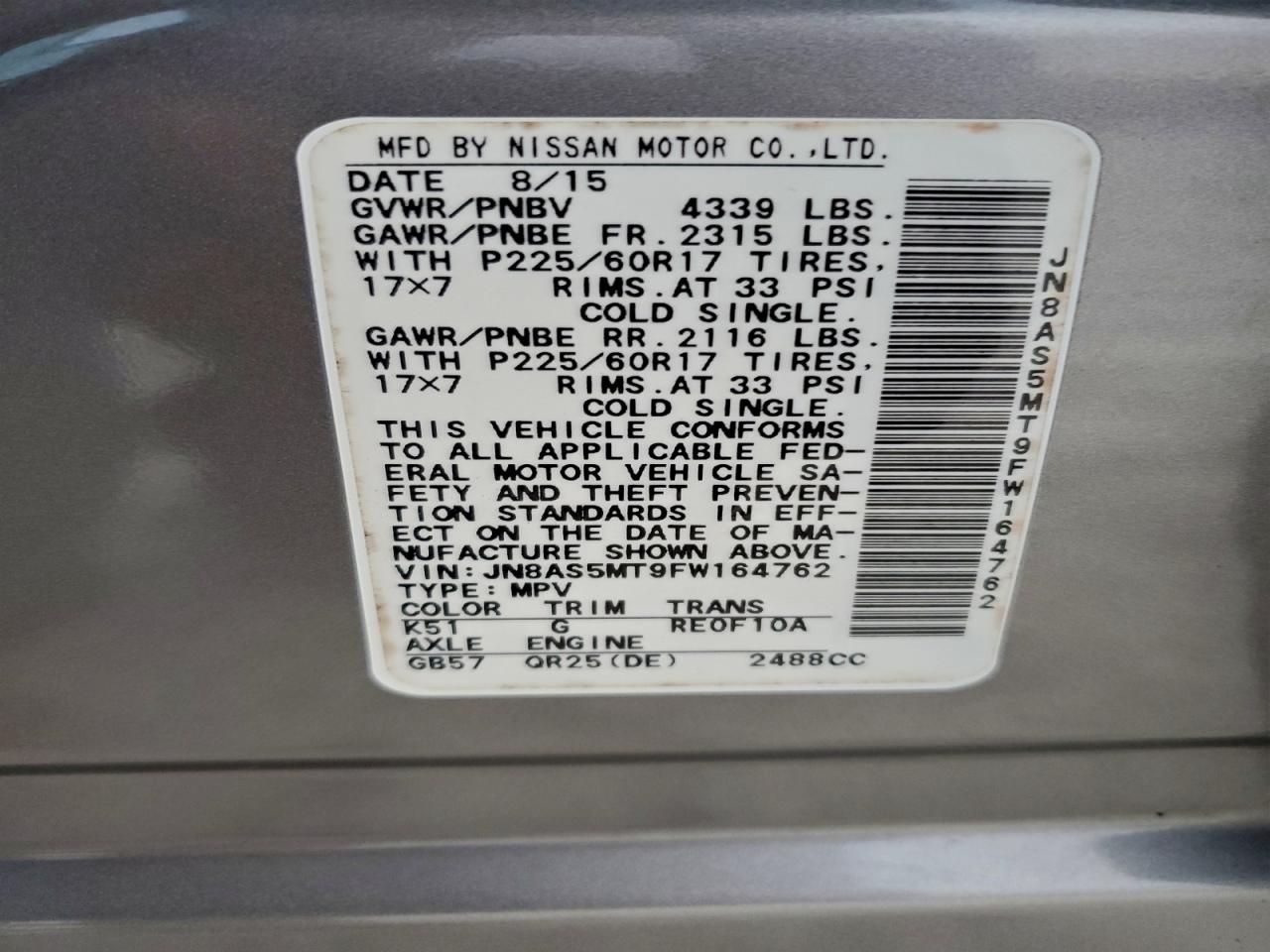 2015 NISSAN ROGUE SELECT S photo 25