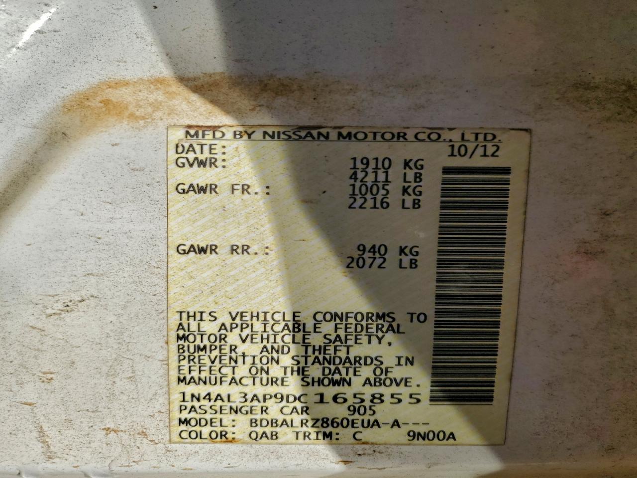 2013 NISSAN ALTIMA 2.5 photo 12