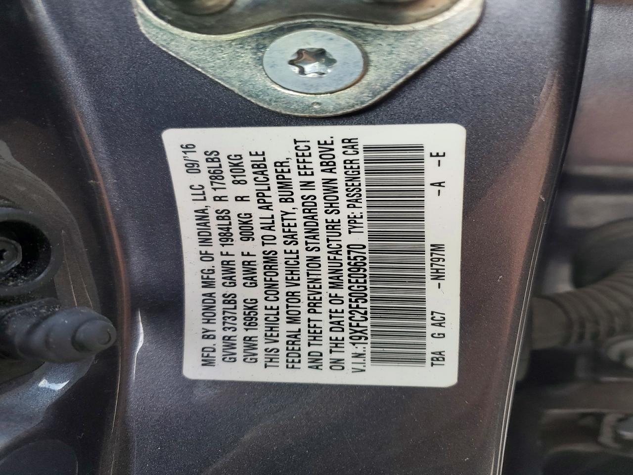 2016 HONDA CIVIC LX photo 23