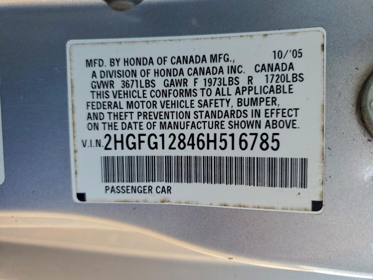 2006 HONDA CIVIC EX photo 12