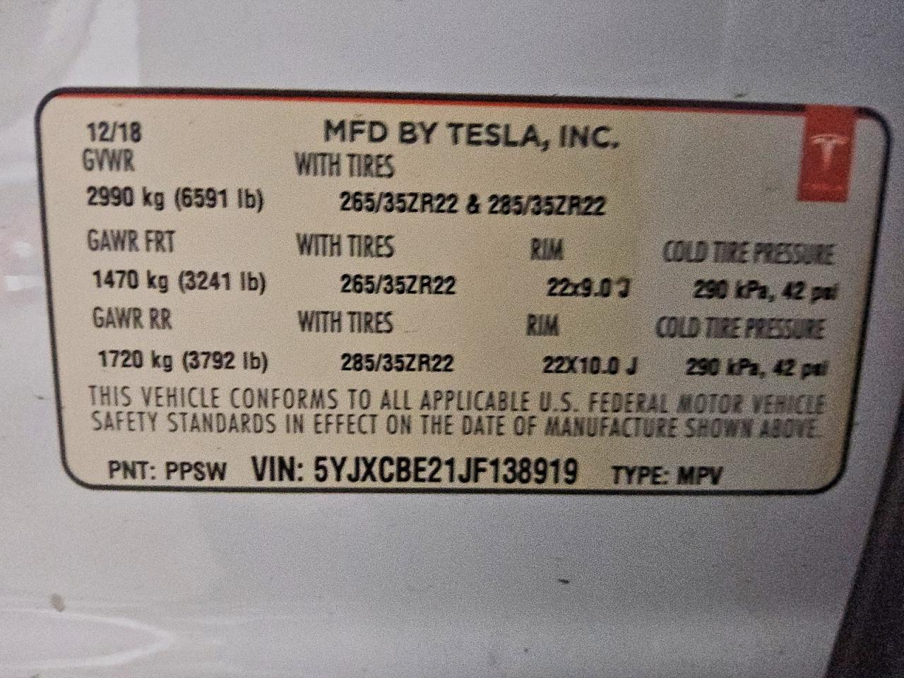 2018 TESLA MODEL X photo 13
