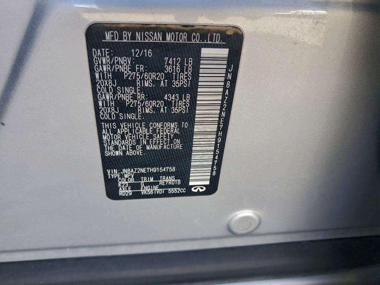 2017 INFINITI QX80 BASE photo 37
