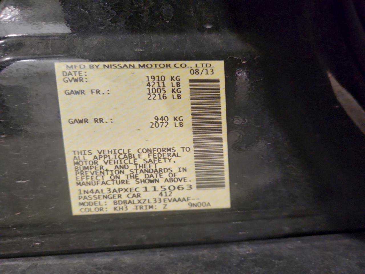 2014 NISSAN ALTIMA 2.5 photo 12