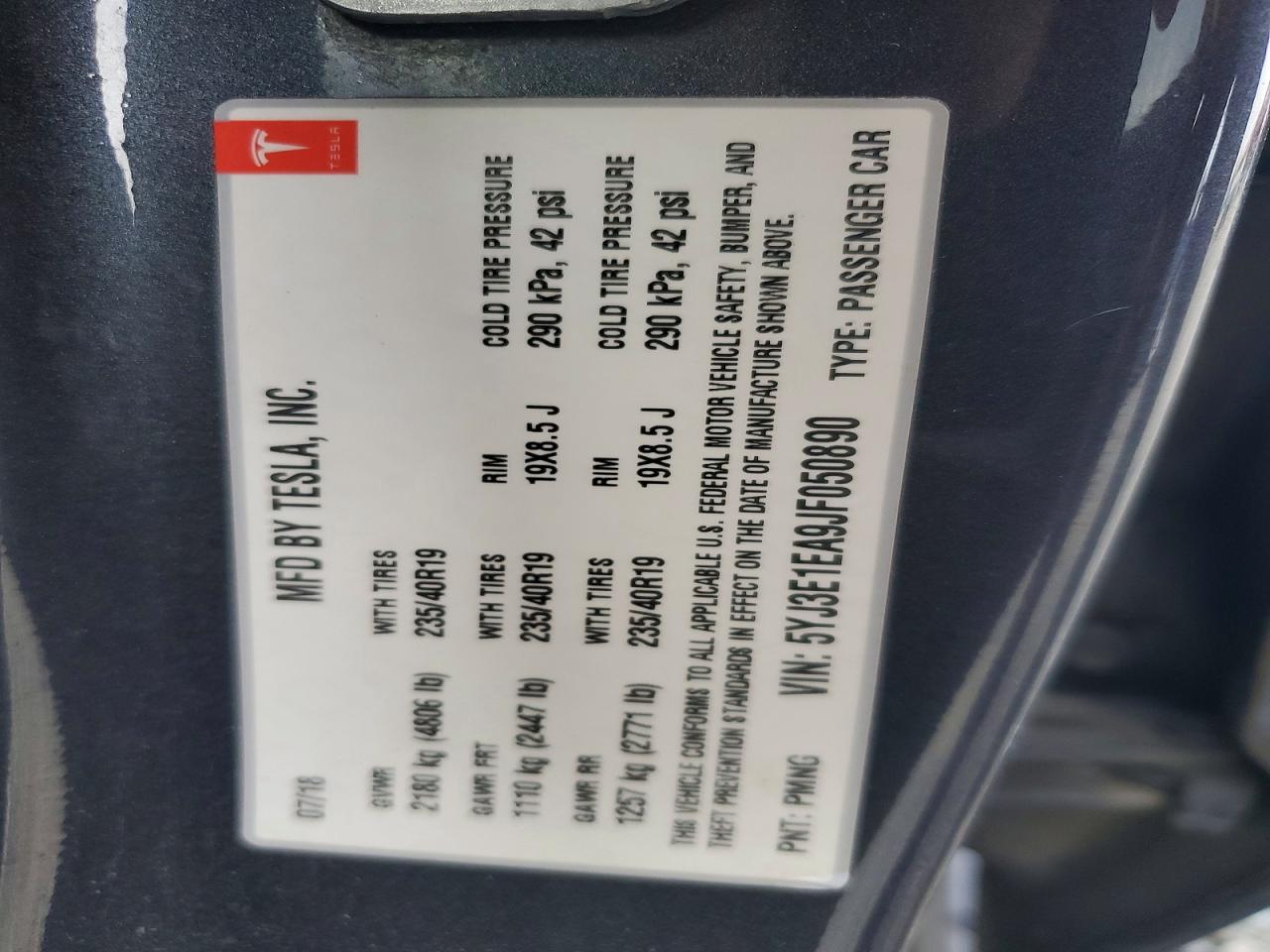 2018 TESLA MODEL 3 photo 12