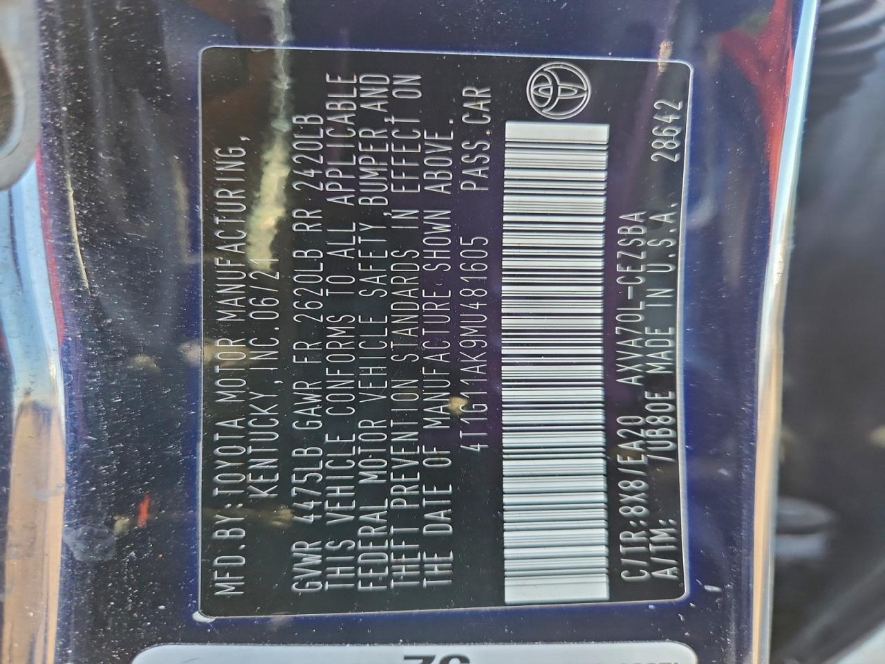 2021 TOYOTA CAMRY SE photo 12