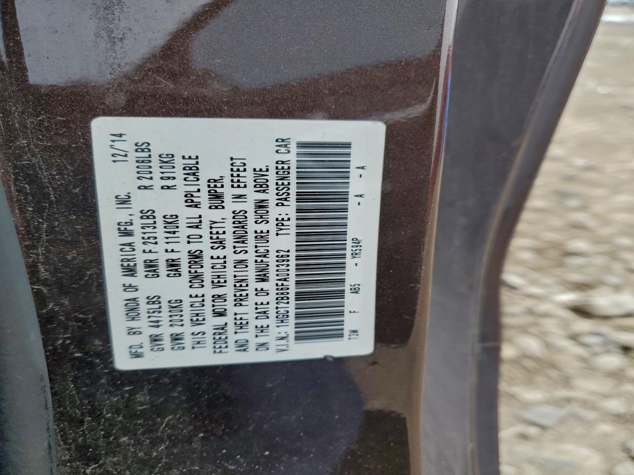 2015 HONDA ACCORD EXL photo 12