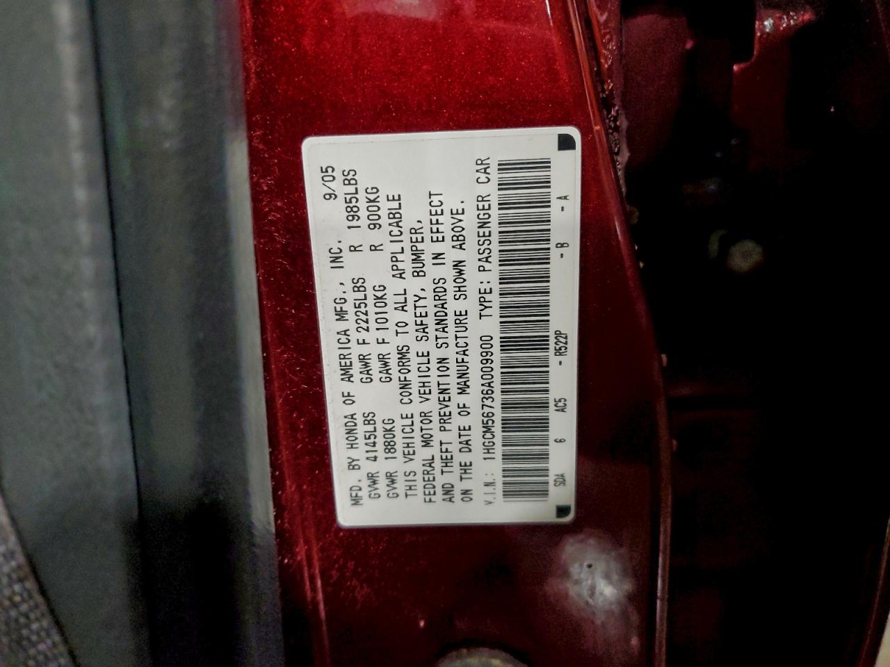 2006 HONDA ACCORD EX photo 12