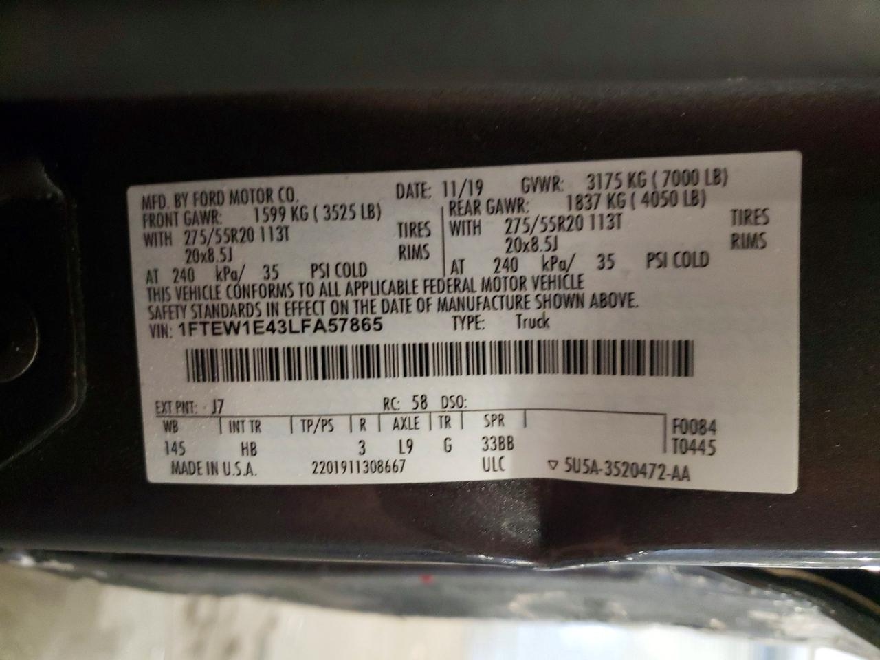 2020 FORD F150 SUPERCREW photo 12