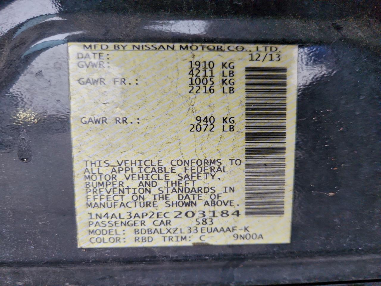 2014 NISSAN ALTIMA 2.5 photo 12