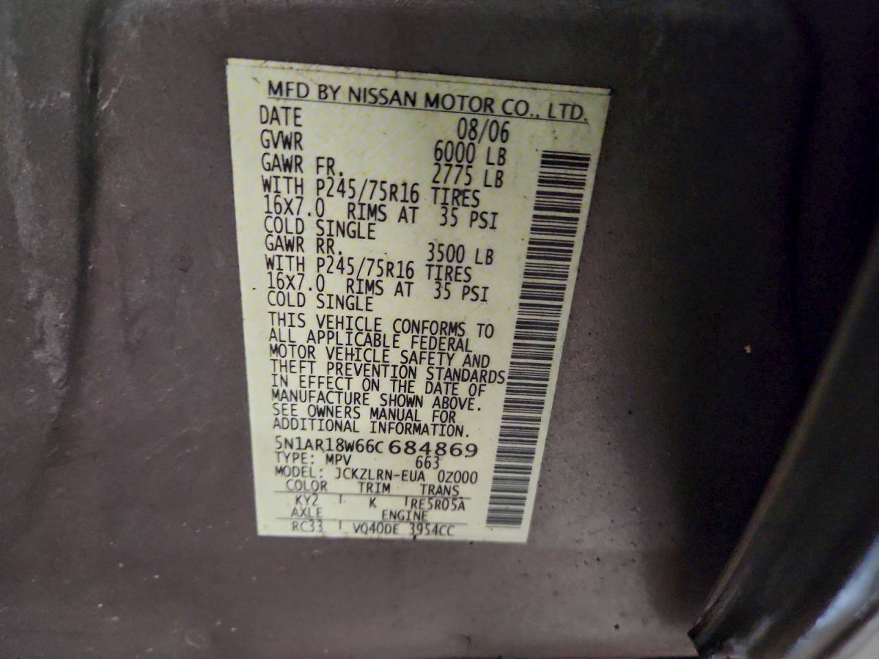 2006 NISSAN PATHFINDER LE photo 13
