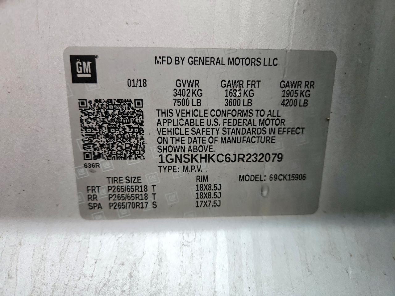 2018 CHEVROLET SUBURBAN K1500 LT photo 13