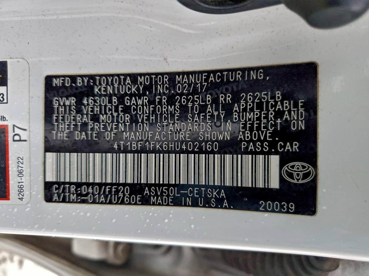 2017 TOYOTA CAMRY LE photo 45
