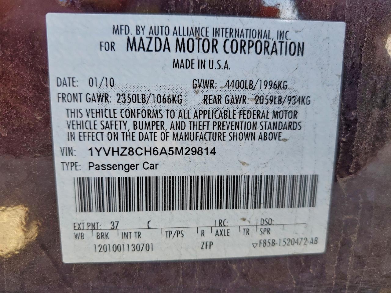 2010 MAZDA 6 I photo 12