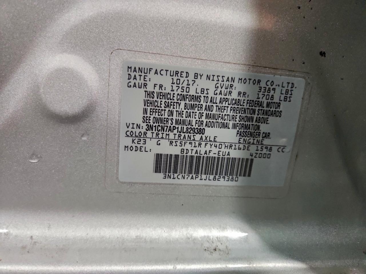 2018 NISSAN VERSA S photo 23
