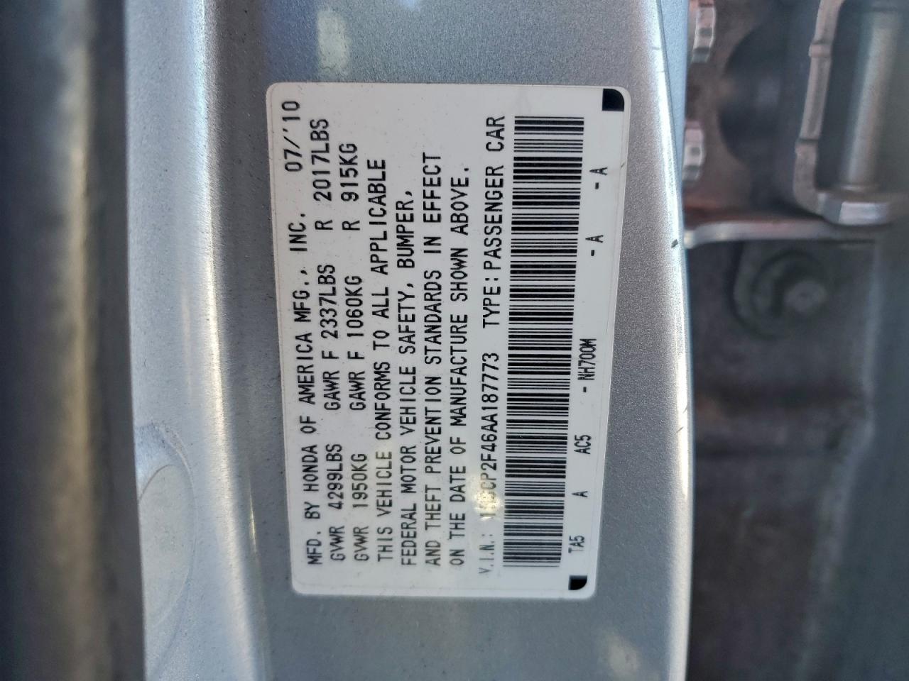 2010 HONDA ACCORD LXP photo 12