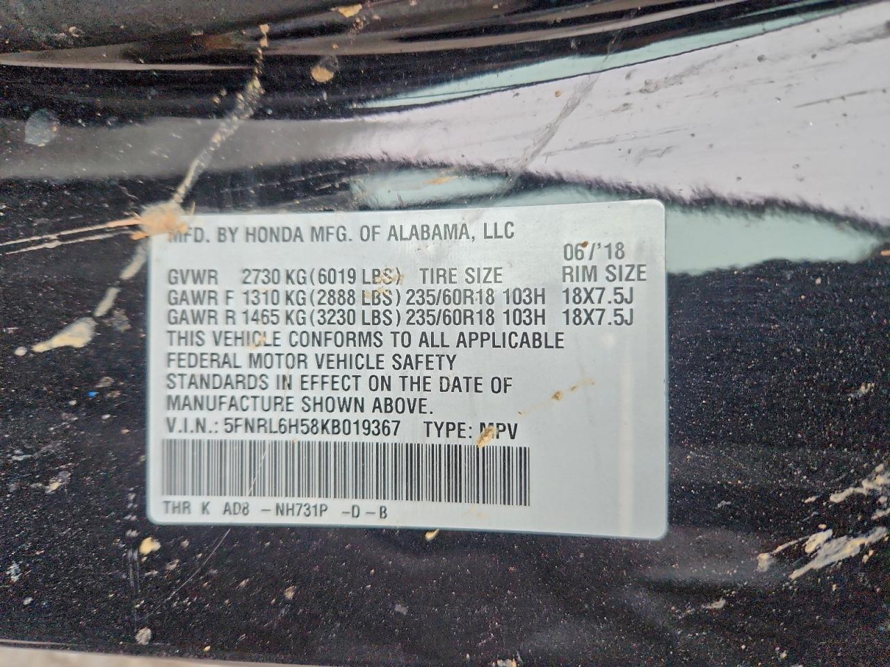 2019 HONDA ODYSSEY EX photo 13
