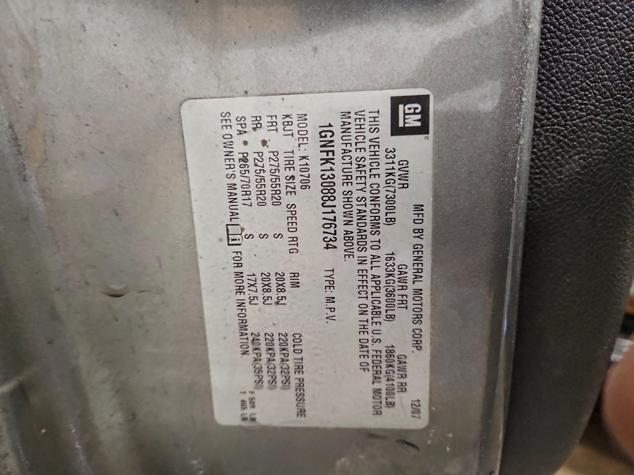 2008 CHEVROLET TAHOE K1500 photo 12