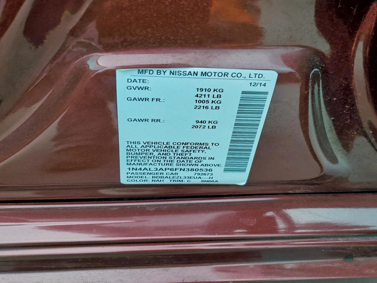 2015 NISSAN ALTIMA photo 37