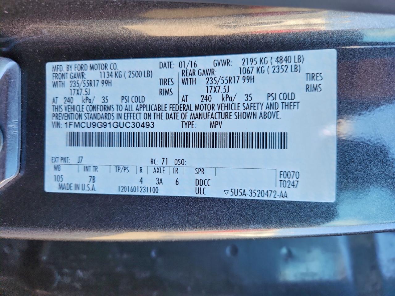 2016 FORD ESCAPE SE photo 25