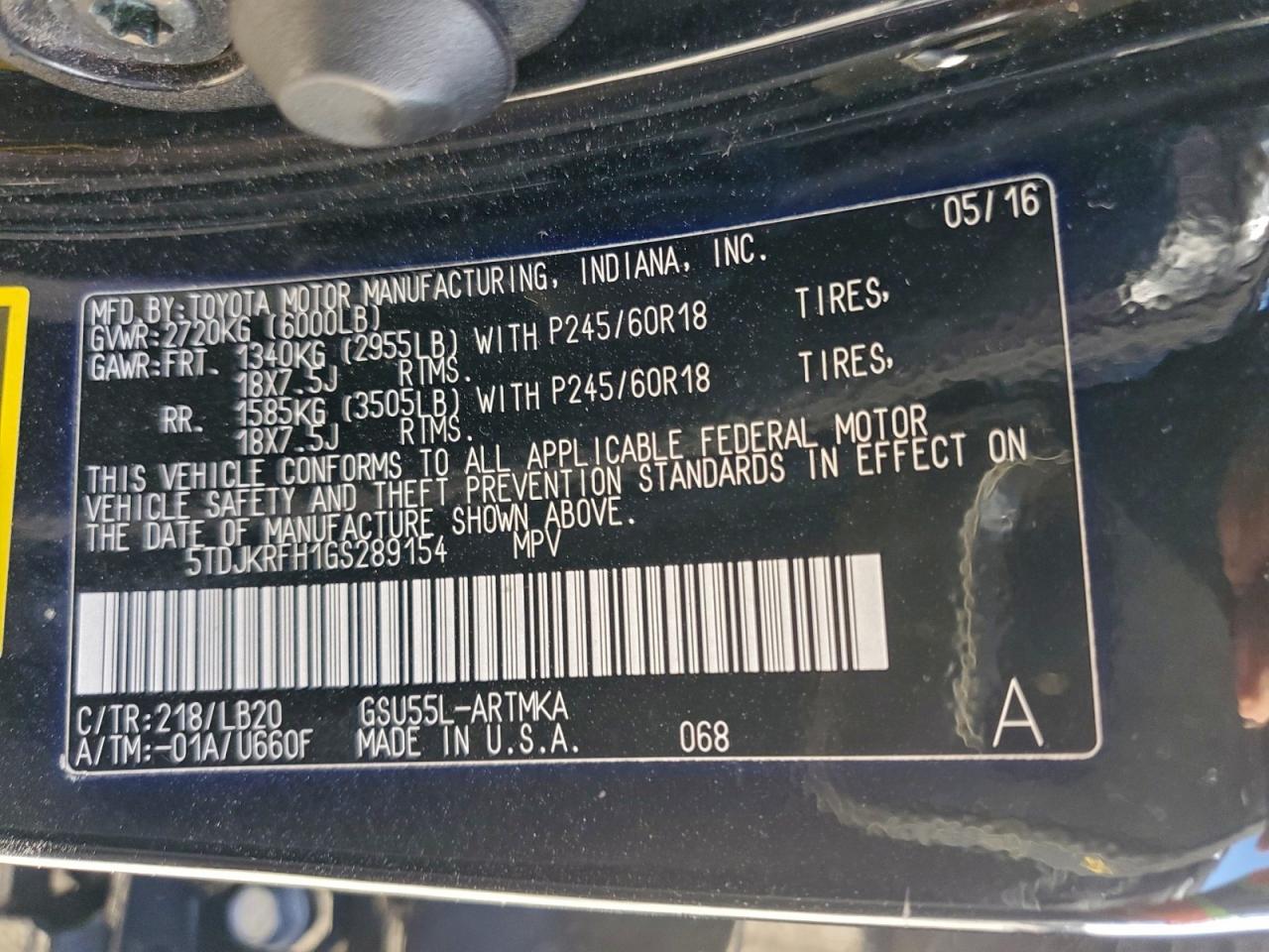 2016 TOYOTA HIGHLANDER XLE photo 14